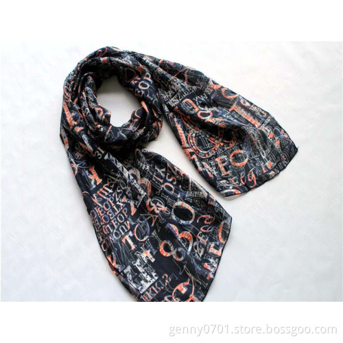 Silk scarf with letters printing